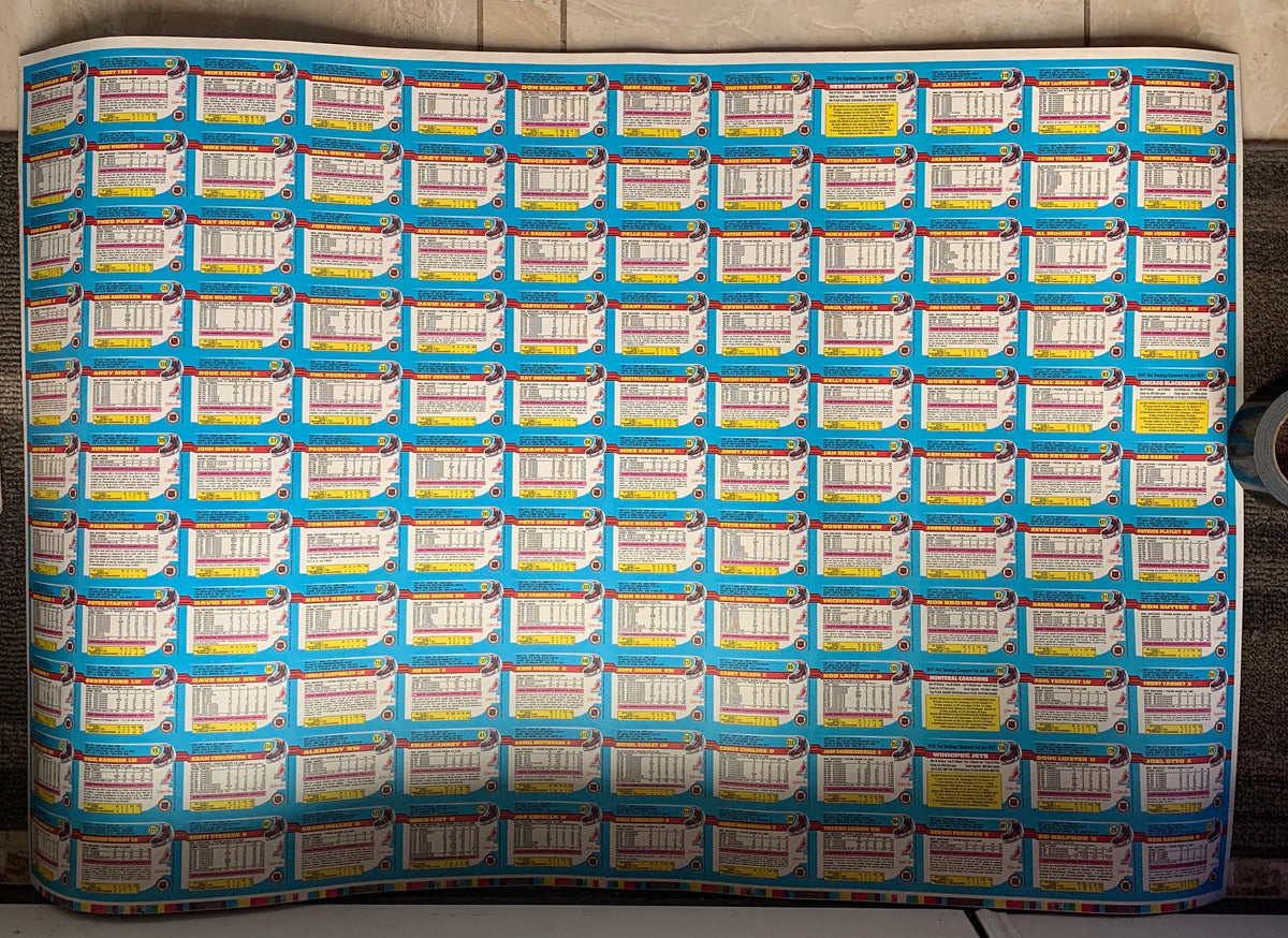 Bazooka Bubble Gum O-PEE-CHEE Hockey Card Sheet Promotion 4 Uncut Sheets, 132 Cards per Sheet, New Old Stock, 1991 o-pee-chee hockey cards