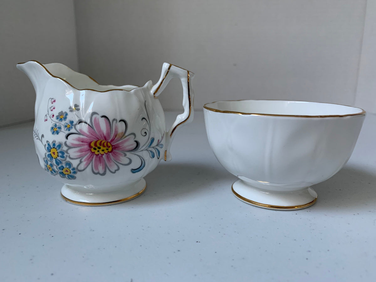 Vintage Aynsley Foral Cream & Sugar Dish, Aynsley Pattern 29, Gold Edge Floral Pattern Bone China Cream and Sugar, Aynsley Cream and Sugar