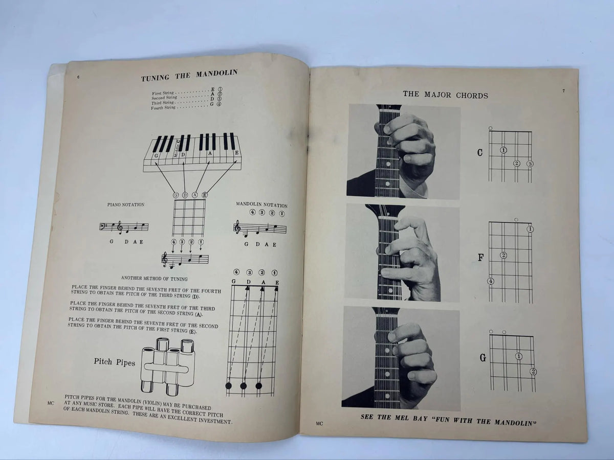 Mandolin Chords in Photo Diagram Form By Mel Bay, 1963 Mel Bay Mandolin Chords In Photo Diagram Form, How to Play the Mandolin by Mel Bay
