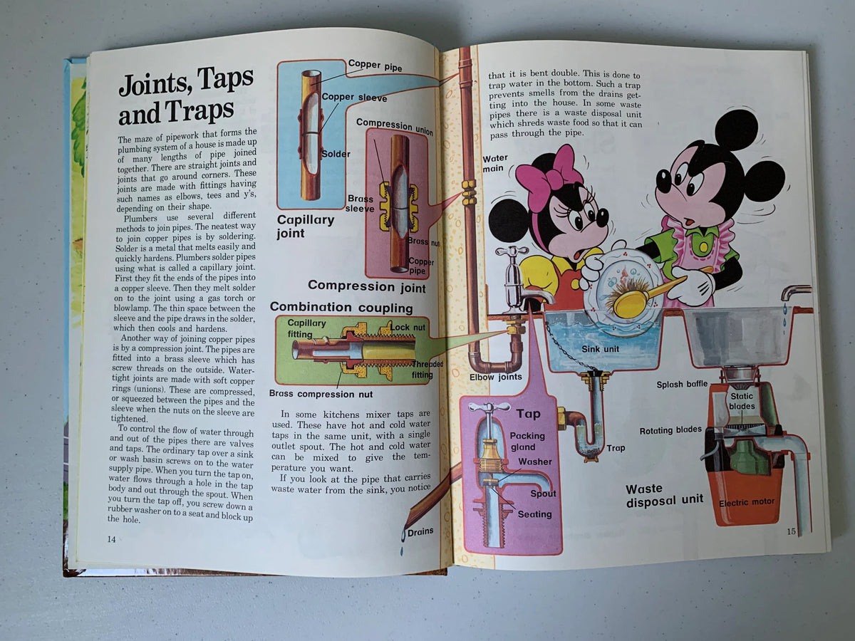 Vintage Walt Disneys How It Works in the Home, 1982 Walt Disney Productions Book, Vintage Disney Character How It Works Book, Disney Book