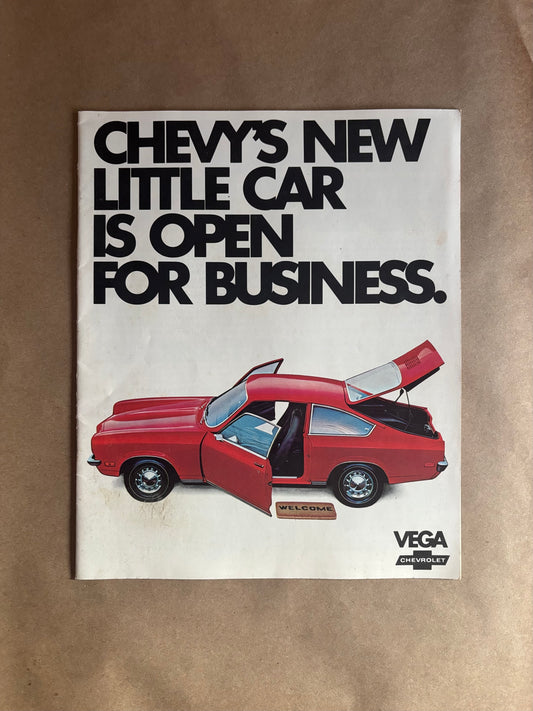 Chevy’s New Little Car is Open For Business 1971 Vega Brochure,General Motors Dealership Brochure, 1971 Chevy Vega Dealership Sales Brochure