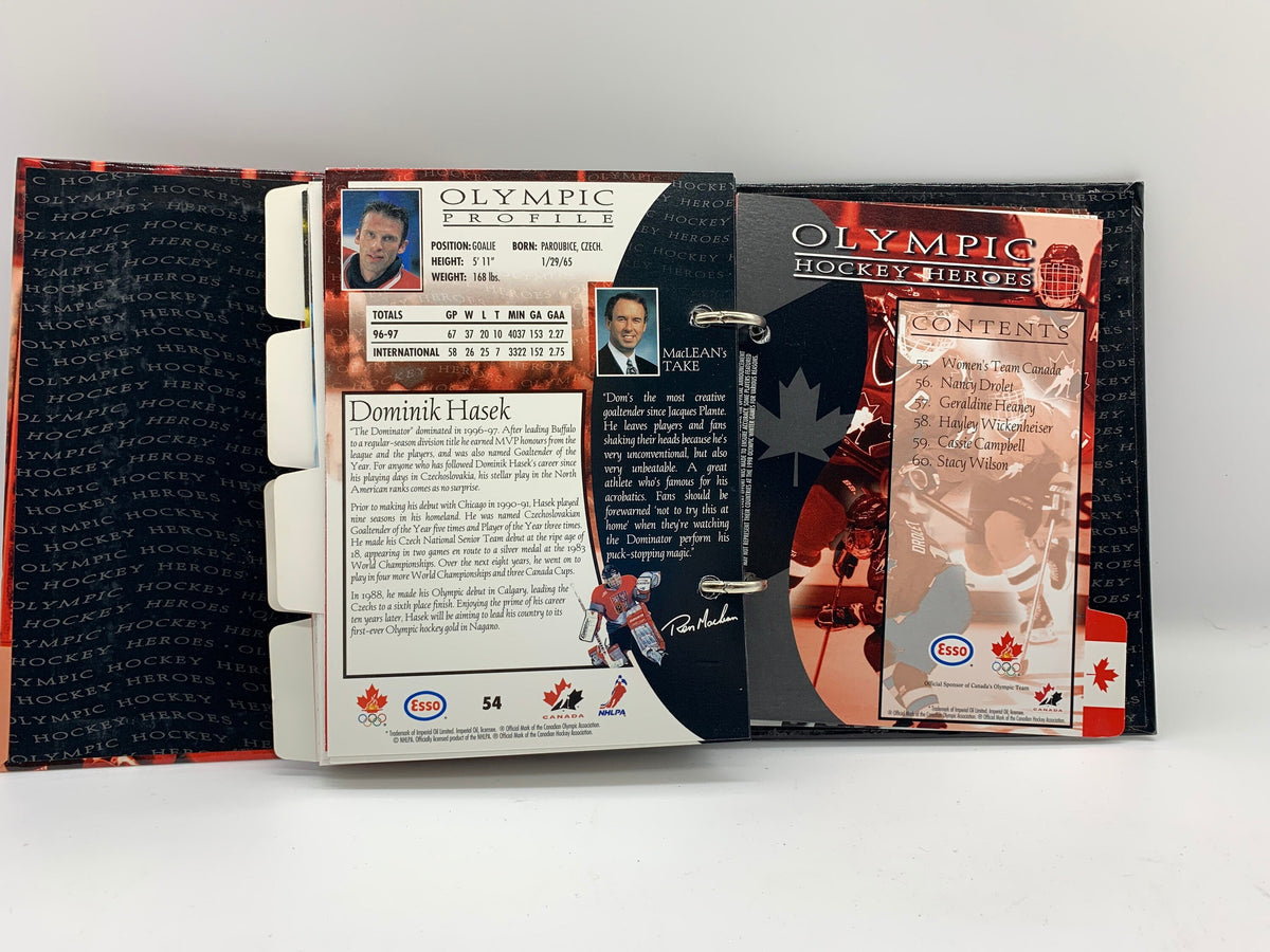 Vintage 1998 Olympic Hockey Heroes Binder, 1998 Nagano Olympic Winter Games Hockey, Esso 1998 Olympic Hockey Heroes Binder, 1998 CDN Hockey
