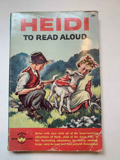 Vintage Heidi, Heidi Wonder Read Aloud Books, 1961 Heidi Wonder Book, Adapted and abridged for young readers, Heidi Book, 1961 Heidi Book