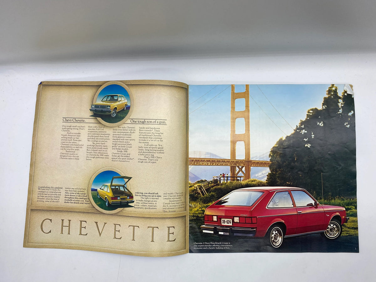 The 1981 Chevette Brochure, Vintage 1981 Chevette Dealership Brochure, Chevette Scooter Hatchback Coupe Brochure 1981, 1981 Chevy Chevette