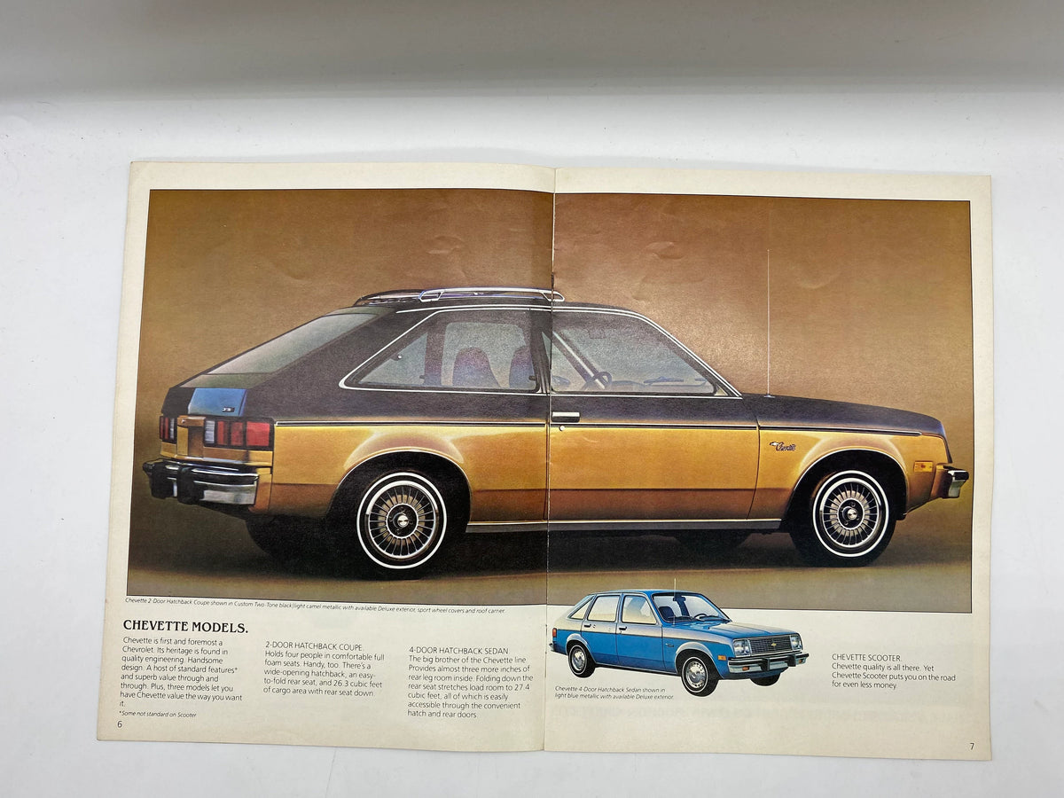 The 1980 Chevette Brochure, Vintage 1980 Chevette Dealership Brochure, Chevette Scooter Hatchback Coupe Brochure 1980, 1980 Chevy Chevette