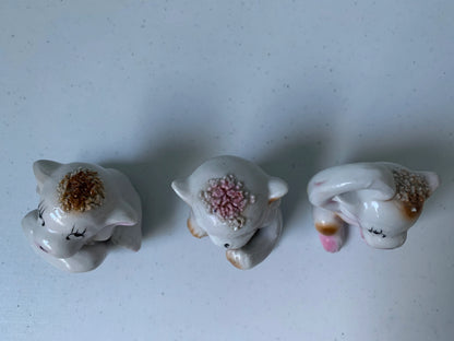 Vintage Spaghetti Porcelain Monkey Figures, Japan Monkeys in Poses Figurines, Thinking Monkey, Bashful Monkey, Surprised Monkey, Monkeys