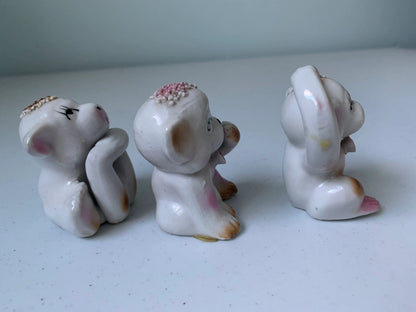 Vintage Spaghetti Porcelain Monkey Figures, Japan Monkeys in Poses Figurines, Thinking Monkey, Bashful Monkey, Surprised Monkey, Monkeys