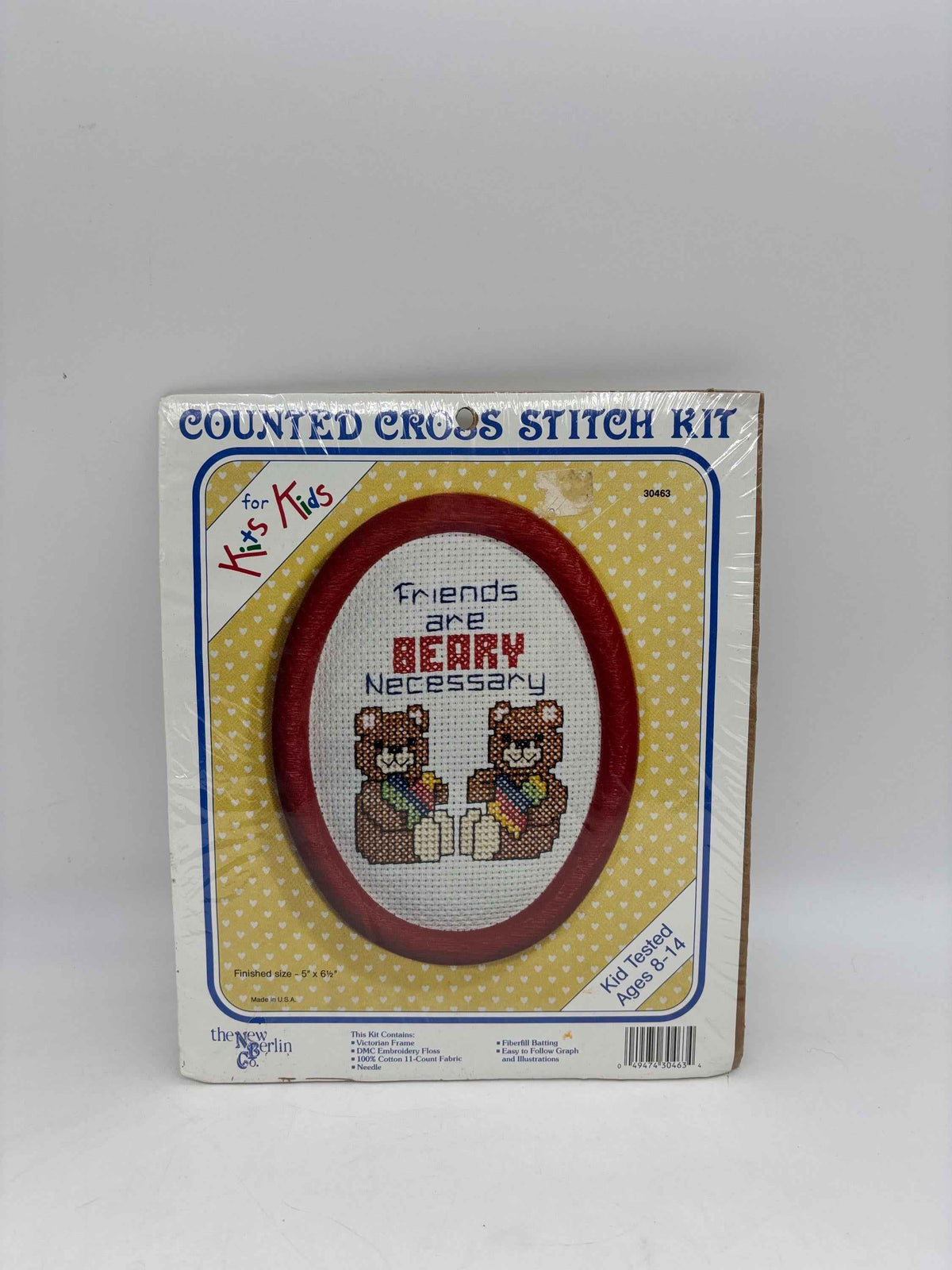 Vintage Counted Cross Stitch Kits for Kids, Friends Are Beary Necessary Kit, The New Berlin Co. 30463, Cross Stitch Kits for Kids Bear