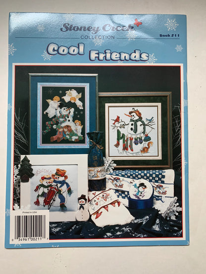 Stoney Creek Collection Cool Friends Cross Stitch Pattern Book, Book 211, Snowman Cross Stitch Patterns, Snowman Embroidery
