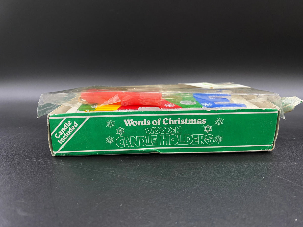Vintage Words of Christmas Wooden Candle Holder Peace, In Box Peace Wooden Candle Holder, Words of Christmas PEACE Wooden Candle Holder
