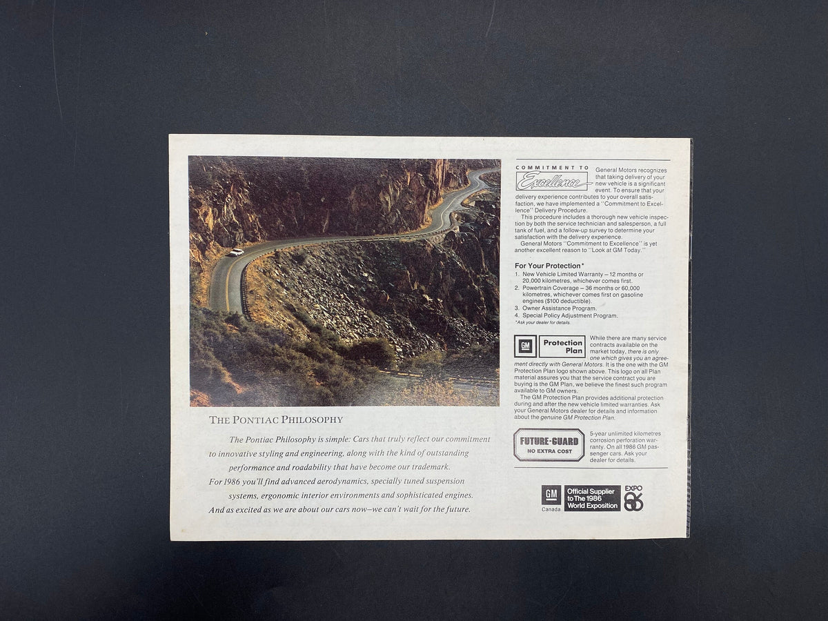 1986 Pontiac Grand Prix Bonneville Parisienne Brochure, 1986 Pontiac Grand Prix Sales Brochure, Pontiac Bonneville Brochure, 1986 Pontiac