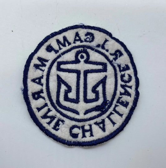 Vintage RJ Camp Marine Challenge Patch, Camp Marine Challenge Patch, R.J. Camp Marine Challenge Patch, White & Blue Marine Patch, Marines