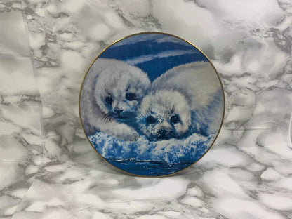 Vintage Snow Babies Canadian Harp Seals, First of a Bi-Annual Series, Spring 1981, #4007, Hackett American Collectors, Snow Babies Plate