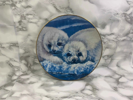 Vintage Snow Babies Canadian Harp Seals, First of a Bi-Annual Series, Spring 1981, #4007, Hackett American Collectors, Snow Babies Plate