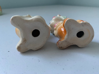 Vintage Dogs in Dog Bed Salt & Pepper Shakers, Dog Salt and Pepper Shaker, 3 Piece Salt Shaker Set, Anthropomorphic Dog Salt and Pepper, Dog