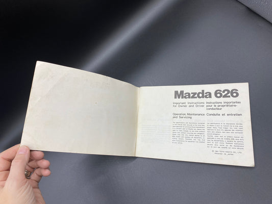 1982 Mazda 626 Owners Manual, Vintage 1982 Mazda 626 Owner’s Manual, 82 Mazda 626 Conduite et Entretien, Toyo Kogyo Co Ltd, Mazda 626 Manual
