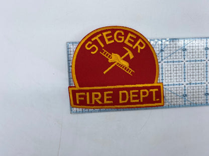Vintage Steger Fire Department Patch, Steger Fire Dept. Patch, Red & Yellow Steger Fire Dept. Vintage Patch, Vintage Fire Department Patch
