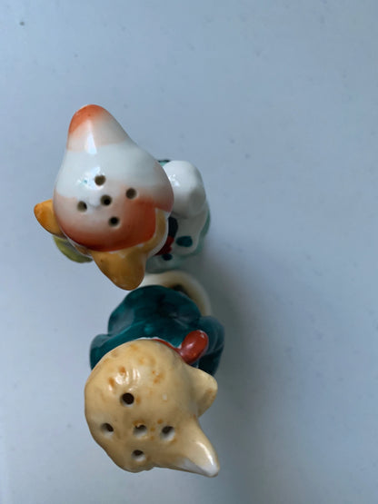 Vintage Dutch Girl and Boy Salt & Pepper Shakers, Made in Occupied Japan, Girl with flower, Boy holding Lamb Salt and Pepper Shakers, Lamb