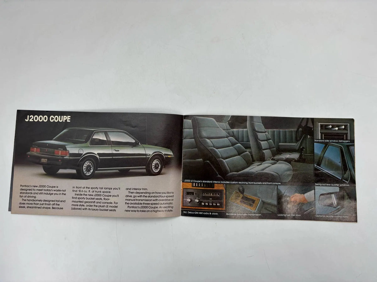 1982 Pontiac J2000 Brochure, Pontiac 1982 J2000 Sales Brochure, J2000 Hatchback Brochure, 1982 Pontiac J2000 Coupe Brochure. J2000 Wagon