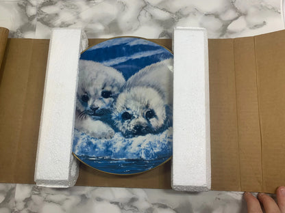 Vintage Snow Babies Canadian Harp Seals, First of a Bi-Annual Series, Spring 1981, #4007, Hackett American Collectors, Snow Babies Plate
