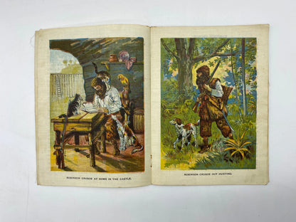 Antique Robinson Crusoe Kriss Kringle Series on Linen, Antique Linen Robinson Crusoe Illustrated Edition 1897, Antique Linen Book, 1897 Book