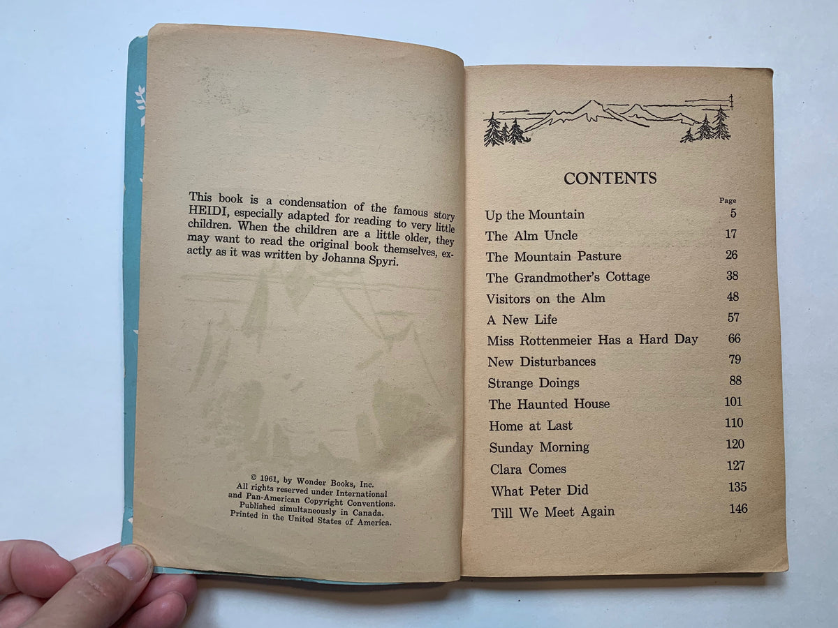 Vintage Heidi, Heidi Wonder Read Aloud Books, 1961 Heidi Wonder Book, Adapted and abridged for young readers, Heidi Book, 1961 Heidi Book
