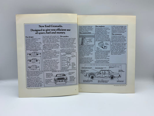 Vintage 1975 Ford Granada Brochure, 1975 Ford Granada Ghia 2 Door & 4-Door Sedan Brochure, Ford Granada Canada Brochure, 75 Ford Dealership