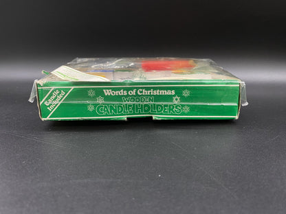 Vintage Words of Christmas Wooden Candle Holder Peace, In Box Peace Wooden Candle Holder, Words of Christmas PEACE Wooden Candle Holder