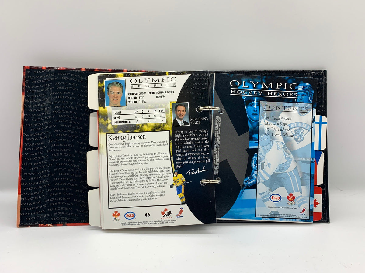 Vintage 1998 Olympic Hockey Heroes Binder, 1998 Nagano Olympic Winter Games Hockey, Esso 1998 Olympic Hockey Heroes Binder, 1998 CDN Hockey