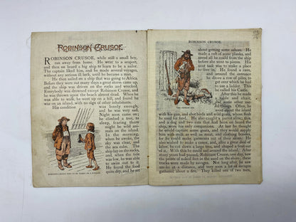 Antique Robinson Crusoe Kriss Kringle Series on Linen, Antique Linen Robinson Crusoe Illustrated Edition 1897, Antique Linen Book, 1897 Book