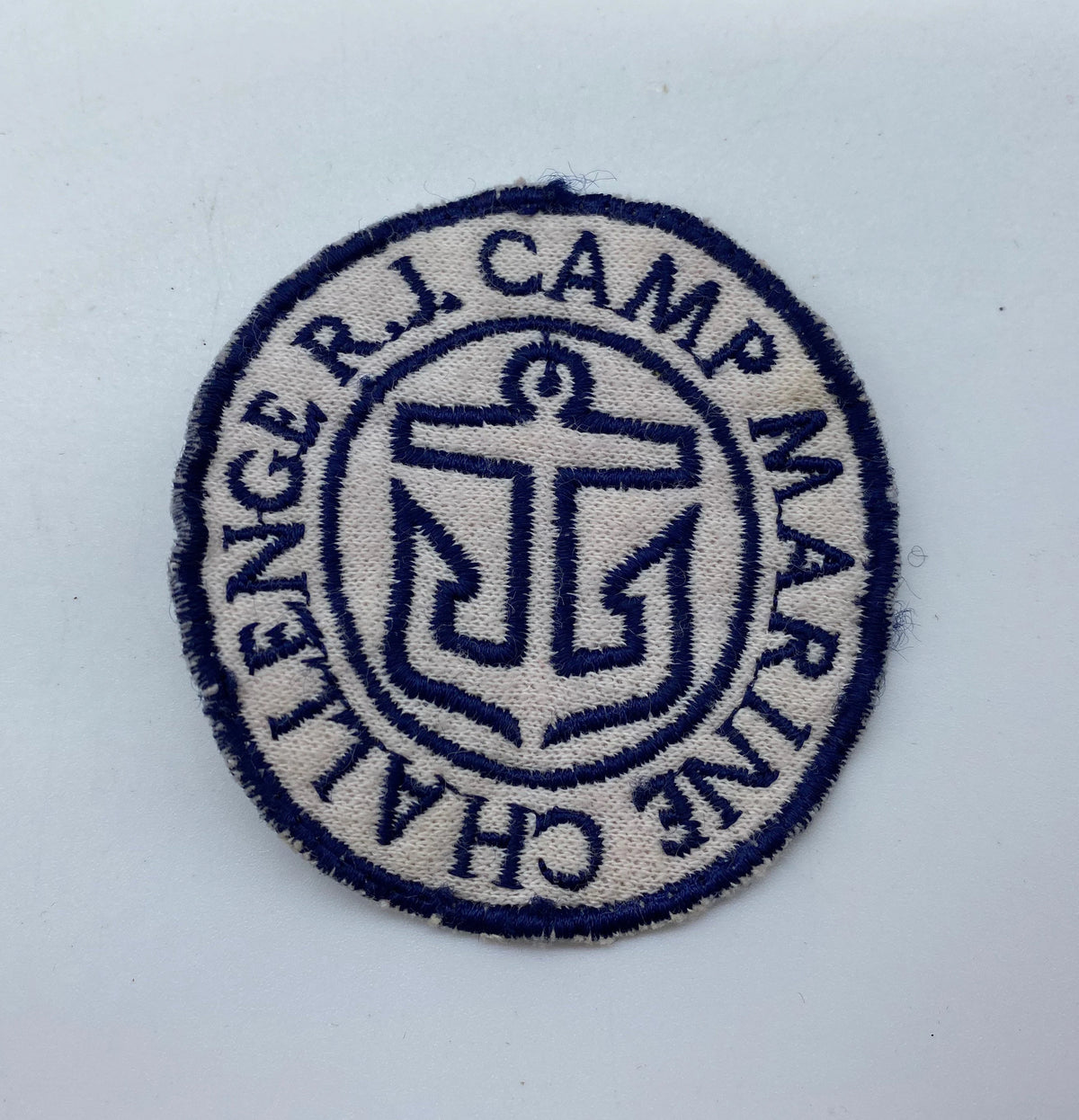 Vintage RJ Camp Marine Challenge Patch, Camp Marine Challenge Patch, R.J. Camp Marine Challenge Patch, White & Blue Marine Patch, Marines