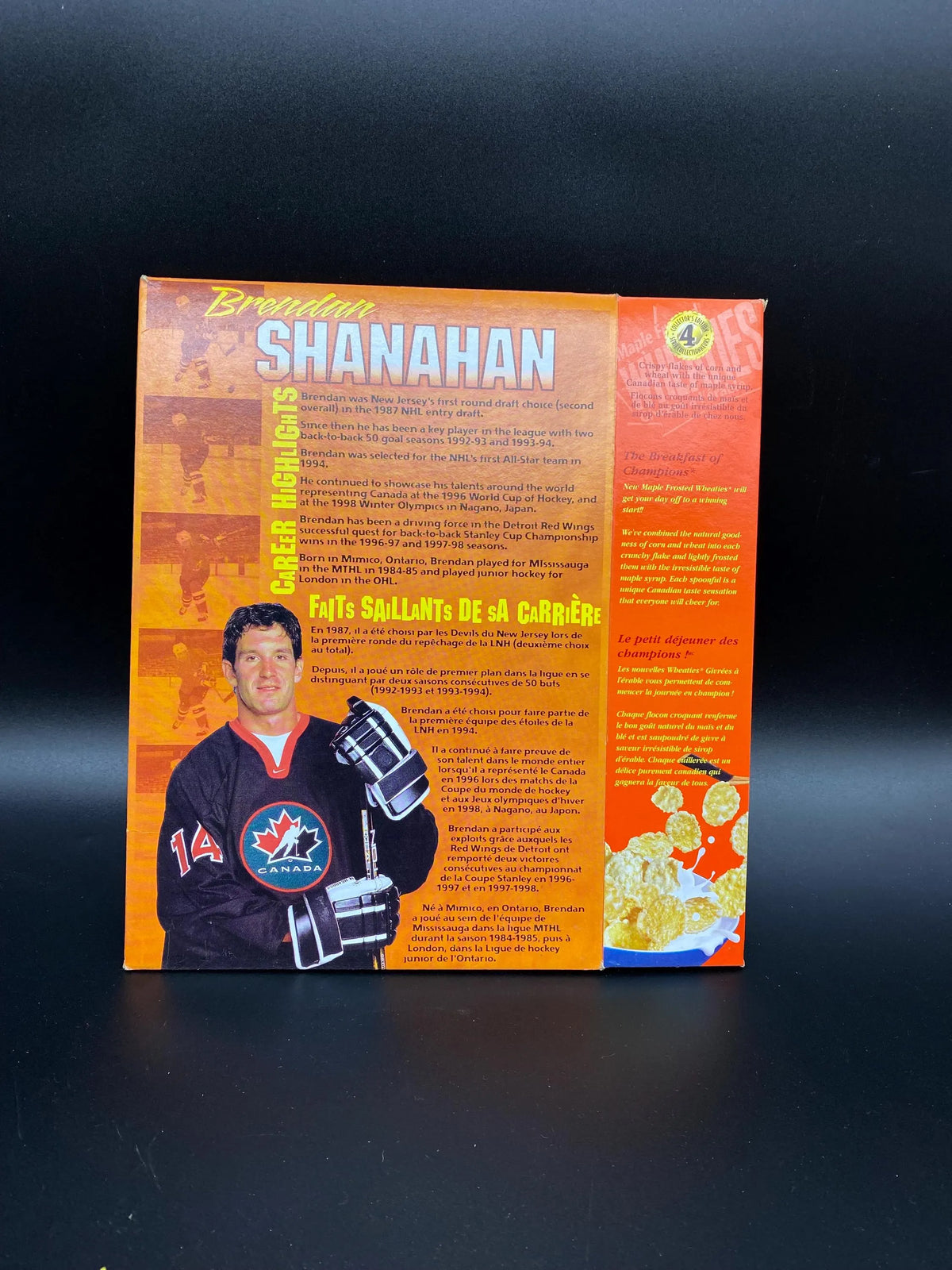 Maple Frosted Wheaties Brendan Shanahan Limited Edition Cereal Box, 2002 General Mills Maple Frosted Wheatie Brendan Shanahan Collectors Box