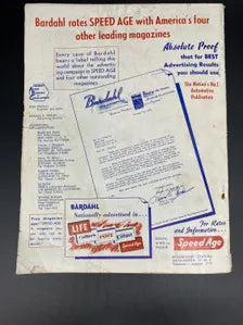 Speed Age May 1952 Vol. 6 No. 1, Speed Age The Complete Automotive Magazine May 1952, Speed Age May 1952 Mel Tormé in Jaguar XK129 Cover