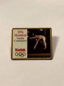 1976 Montreal Nadia Comaneci Olympic Kodak Pin, 1995 Kodak 1976 Montreal Olympics Nadia Comaneci Pin, Vintage Nadia Comaneci Olympic Pin