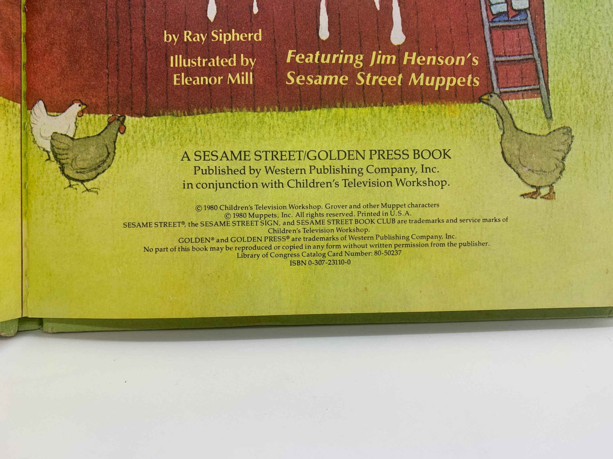 Sesame Street Down on the Farm with Grover 1980, Jim Hensons Sesame Street Muppets Book, CTW Book, Vintage Sesame Street Grover Farm  Book