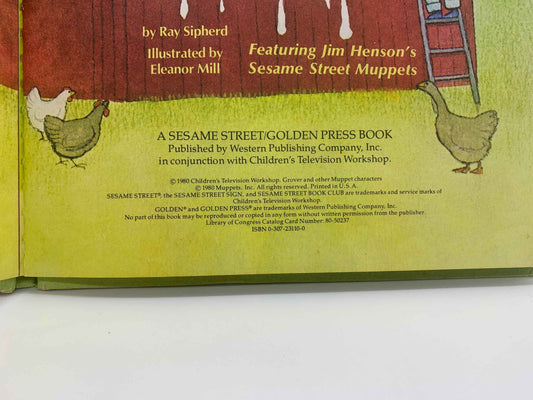 Sesame Street Down on the Farm with Grover 1980, Jim Hensons Sesame Street Muppets Book, CTW Book, Vintage Sesame Street Grover Farm  Book