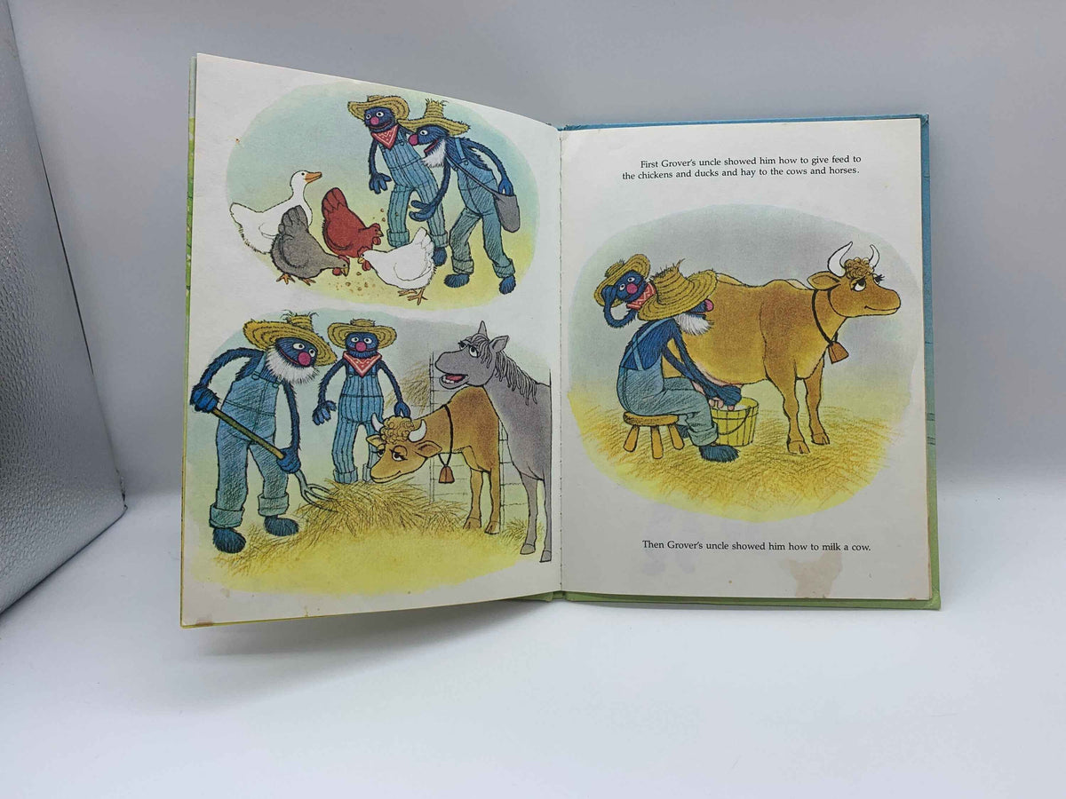 Sesame Street Down on the Farm with Grover 1980, Jim Hensons Sesame Street Muppets Book, CTW Book, Vintage Sesame Street Grover Farm  Book