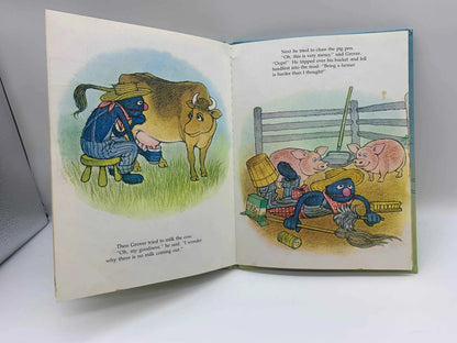 Sesame Street Down on the Farm with Grover 1980, Jim Hensons Sesame Street Muppets Book, CTW Book, Vintage Sesame Street Grover Farm  Book