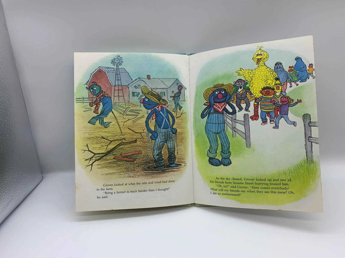 Sesame Street Down on the Farm with Grover 1980, Jim Hensons Sesame Street Muppets Book, CTW Book, Vintage Sesame Street Grover Farm  Book