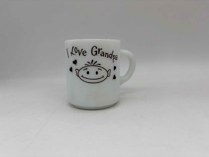 Vintage Milk Glass I Love Grandpa Coffee Mug, I Love Grandpa Milk Glass Coffee Cup, Hazel Atlas Love Grandpa Milk Glass Mug, Milk Glass Cup