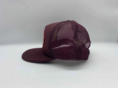 Lummus Fort McMurray L C Finer Trucker Hat, Vintage L C Finer Fort McMurray Mesh SnapBack Trucker Hat, Burgundy Lummus Trucker Hat, Mesh Hat