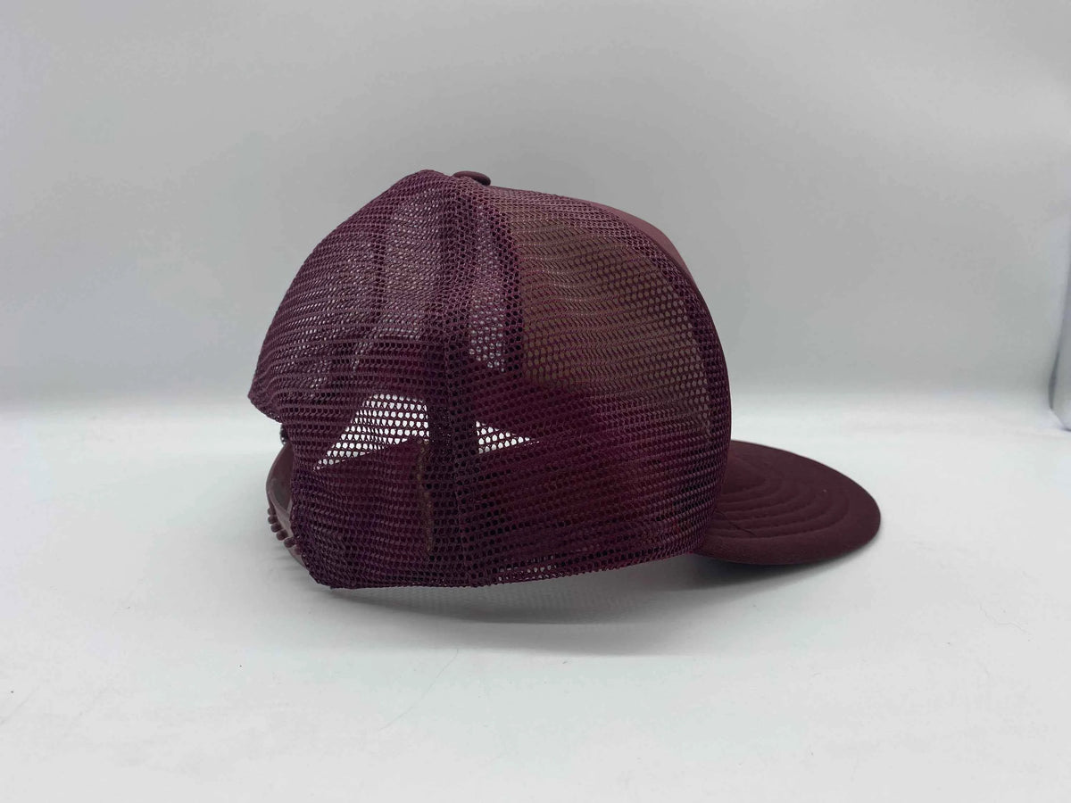 Lummus Fort McMurray L C Finer Trucker Hat, Vintage L C Finer Fort McMurray Mesh SnapBack Trucker Hat, Burgundy Lummus Trucker Hat, Mesh Hat