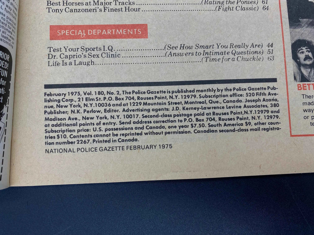Police Gazette February 1975, Vintage Police Gazette February 1975 Vol 180 No 2, National Police Gazette Americas Oldest Magazine Feb 1975