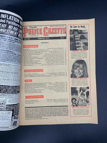 Police Gazette February 1975, Vintage Police Gazette February 1975 Vol 180 No 2, National Police Gazette Americas Oldest Magazine Feb 1975