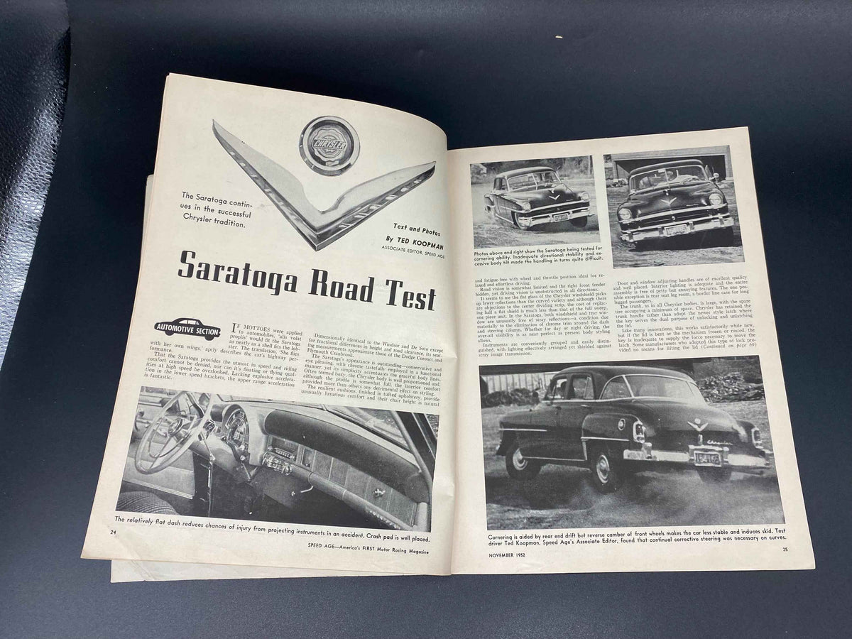 Speed Age November 1952 Vol. 6 No. 7, Speed Age The Complete Automotive Magazine November 1952, Speed Age Cover 252MPH Hot Rod November 1952