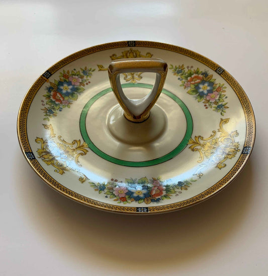 Vintage Noritake Hand Painted Centre Handle Sweets Tray, Centre Handle Snack Plate, Noritake Made in Japan, Center Handled Plate, Noritake