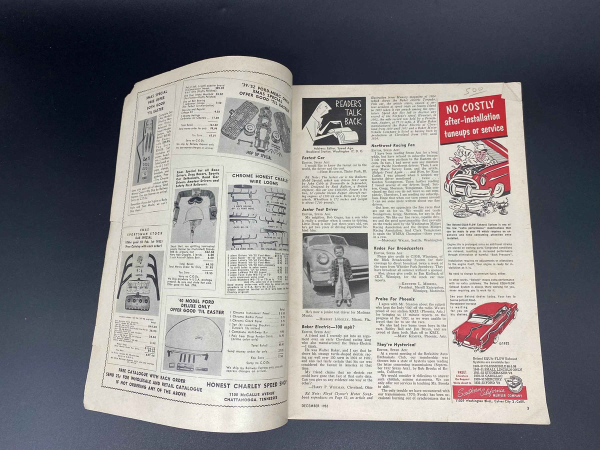 Speed Age December 1952 Vol. 6 No. 8, Speed Age The Complete Automotive Magazine December 1952, Speed Age Cover Italmeccanica December 1952