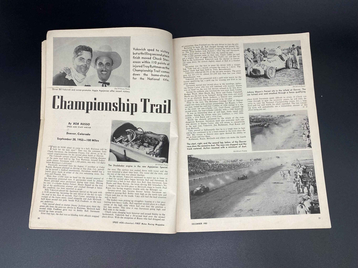 Speed Age December 1952 Vol. 6 No. 8, Speed Age The Complete Automotive Magazine December 1952, Speed Age Cover Italmeccanica December 1952