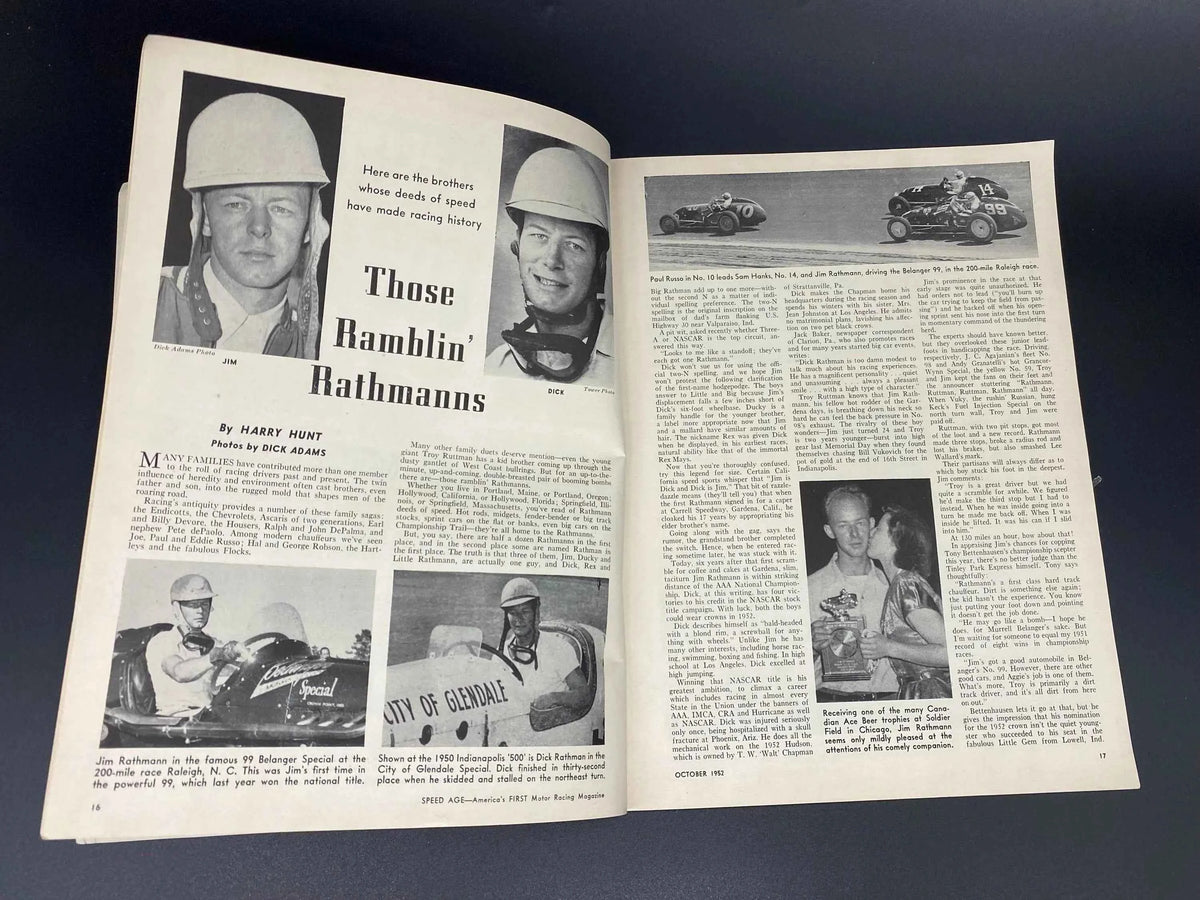 Speed Age October 1952 Vol. 6 No. 6, Speed Age The Complete Automotive Magazine October 1952, Speed Age October 1952 Ramblin Rathmanns Cover