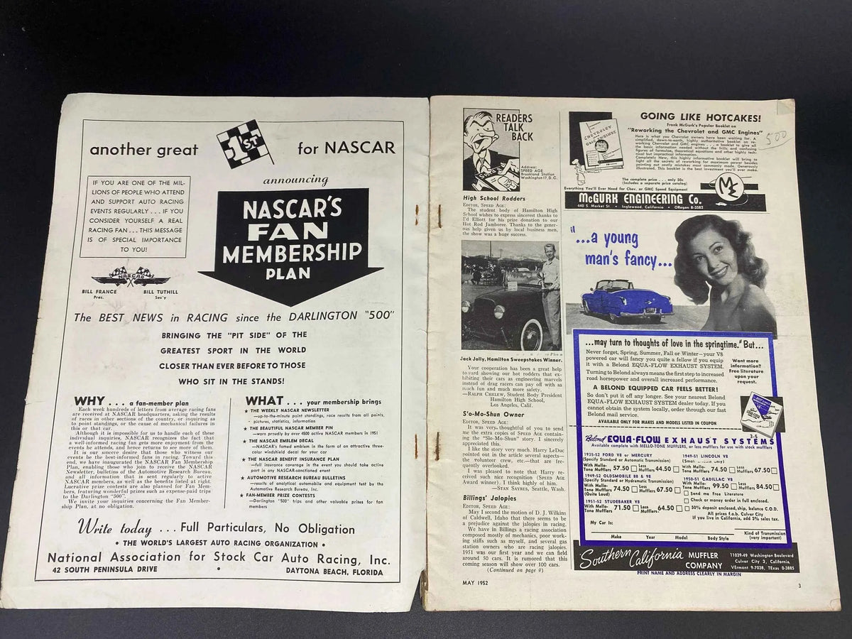 Speed Age May 1952 Vol. 6 No. 1, Speed Age The Complete Automotive Magazine May 1952, Speed Age May 1952 Mel Tormé in Jaguar XK129 Cover